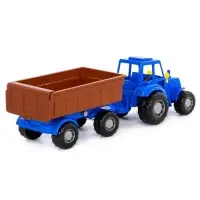 Трактор с прицепом №1, цвет синий (в сеточке)