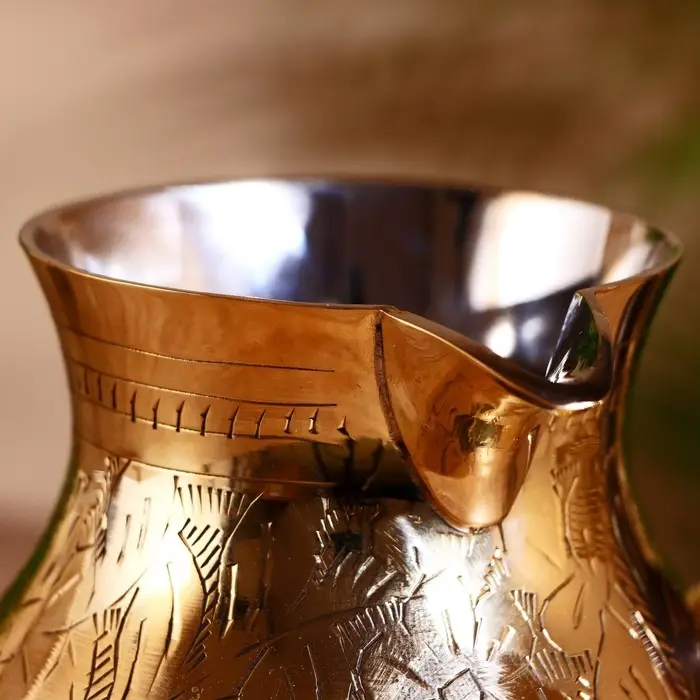 Турка луковица большая, 10.5×22×10.5 см, латунь, резной узор