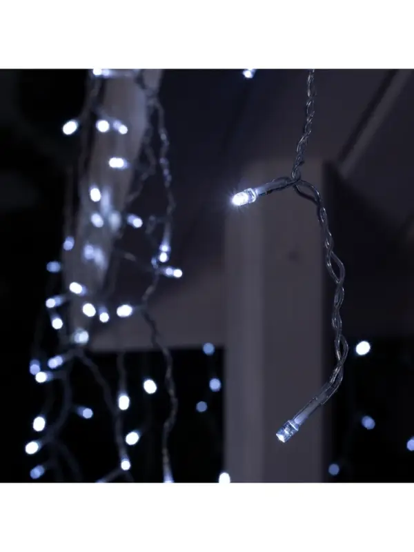 Гирлянда &laquo;Бахрома&raquo; 3&times;0.6 м, IP44, УМС, прозрачная нить, 160 LED, свечение белое, 220 В