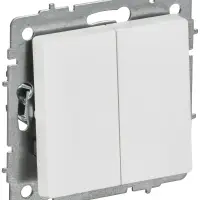 BRITE Выключатель 2-клавишный 10А ВС10-2-0-БрАБ арктический белый IEK
