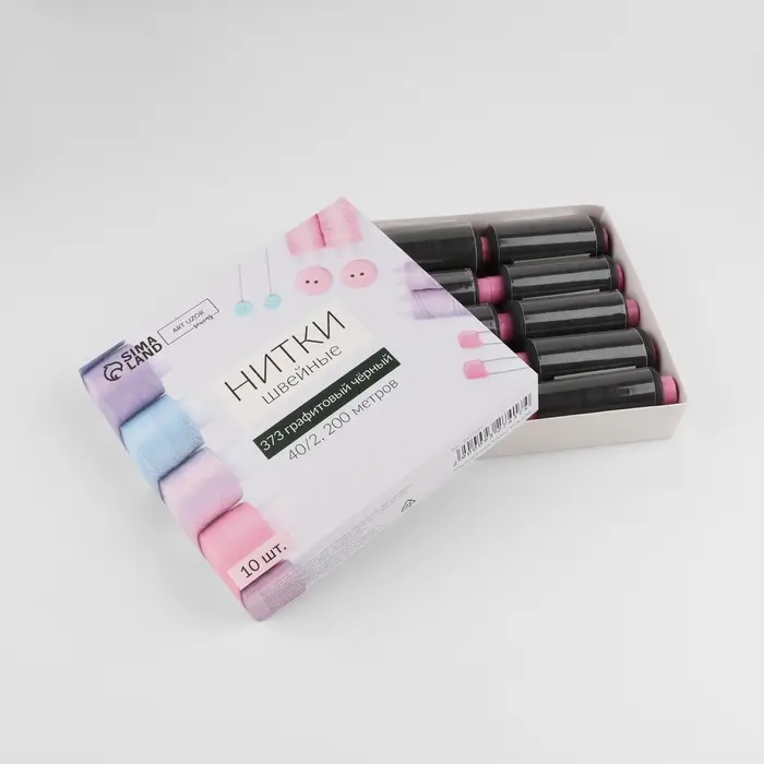 Нитки 40/2, 200 м, чёрные, №373, цена за 1 штуку Нитки 40/2, 200 м, чёрные, №373, цена за 1 штуку