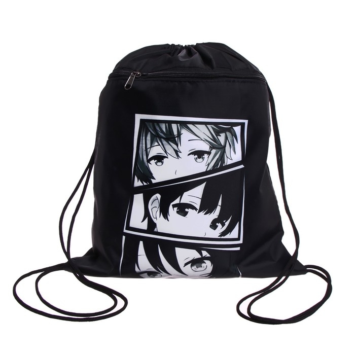 Мешок для обуви с карманом 420 х 340 мм, Calligrata МСО-7С, (мягкий полиэстер, плотность 210D),  Мешок для обуви с карманом 420 х 340 мм, Calligrata МСО-7С, (мягкий полиэстер, плотность 210D), "Аниме глаза"