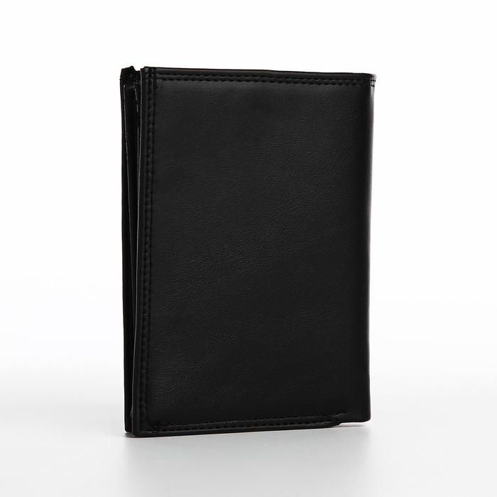 Портмоне мужское без застёжки, 3 в 1, отдел автодокументов, паспорта, карт, купюр, цвет чёрный Портмоне мужское без застёжки, 3 в 1, отдел автодокументов, паспорта, карт, купюр, цвет чёрный