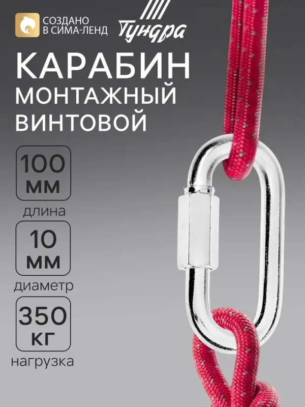 Карабин винтовой ТУНДРА krep, М10, оцинкованный, 1 шт.