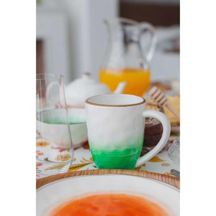 Кружка фарфоровая Доляна «Космос», 400 мл, цвет зелёный Кружка фарфоровая Доляна «Космос», 400 мл, цвет зелёный