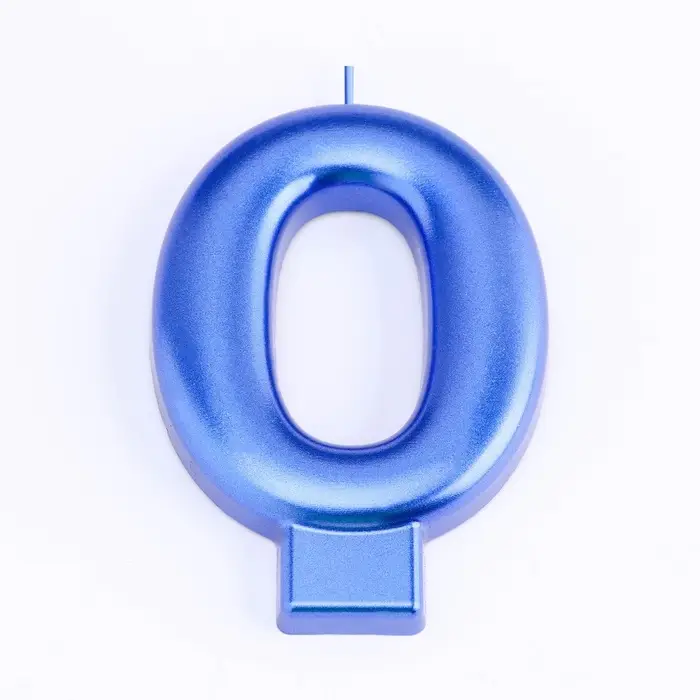 Свеча для торта «Европейская ГИГАНТ», цифра 0, 7 см, синий металлик Свеча для торта «Европейская ГИГАНТ», цифра 0, 7 см, синий металлик