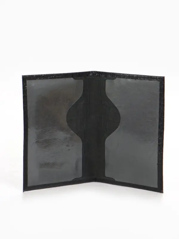 Обложка для паспорта, тиснение, натуральная кожа, чёрная