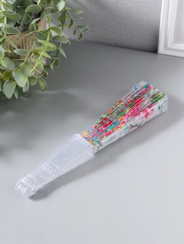 Веер складной пластик &laquo;Розовые и красные астры&raquo;, блеск, 23 см