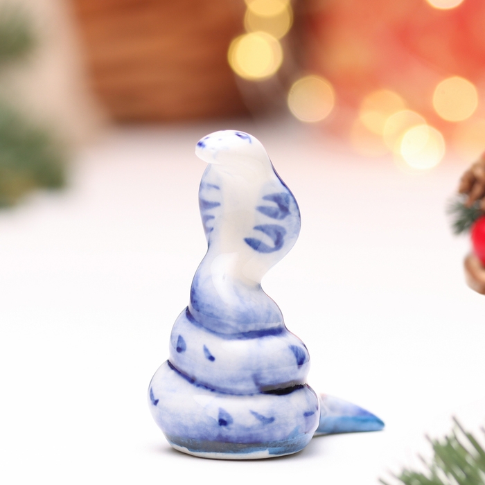 Новый год. Сувенир символ года 2025 Новый год. Сувенир символ года 2025 "Змея Жужа", гжель, 5,5 см