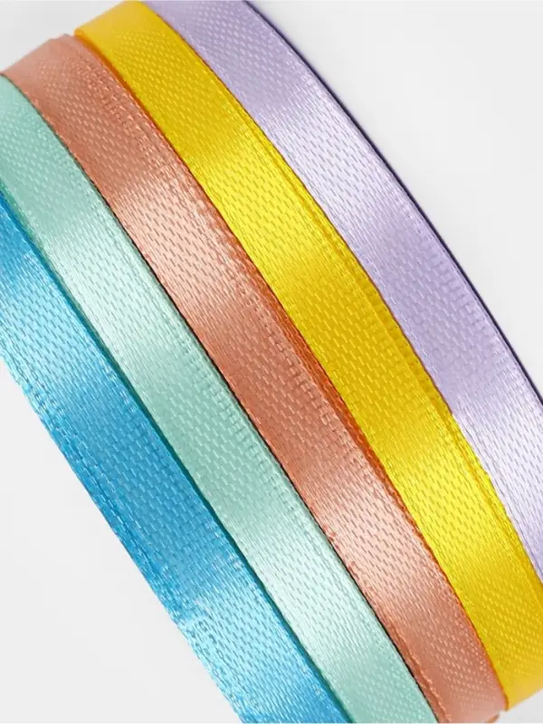 Атласная лента, набор 5 шт., 6 мм, 23&plusmn;1 м