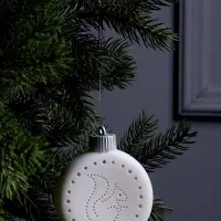 Ёлочный шар &laquo;Белка&raquo;, 8.7&times;3.1&times;9.8 см, 1 LED, керамика, от батареек LR44&times;3, свечение тёплое белое