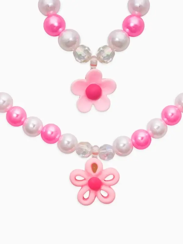 Набор детских украшений &laquo;Выбражулька. Цветок&raquo;, 4 предмета: клипсы, кольцо, бусы, браслет, розовый, белый