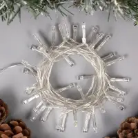 Гирлянда &laquo;Нить&raquo; 4 м, IP20, прозрачная нить, 40 LED, свечение тёплое белое, 2 режима, AAх3