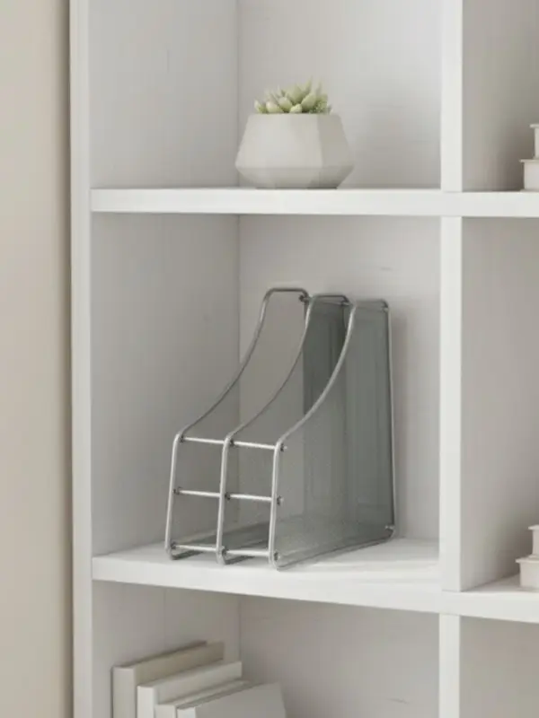 Лоток для бумаг А4, вертикальный, металлическая сетка, 2 отделения, серый