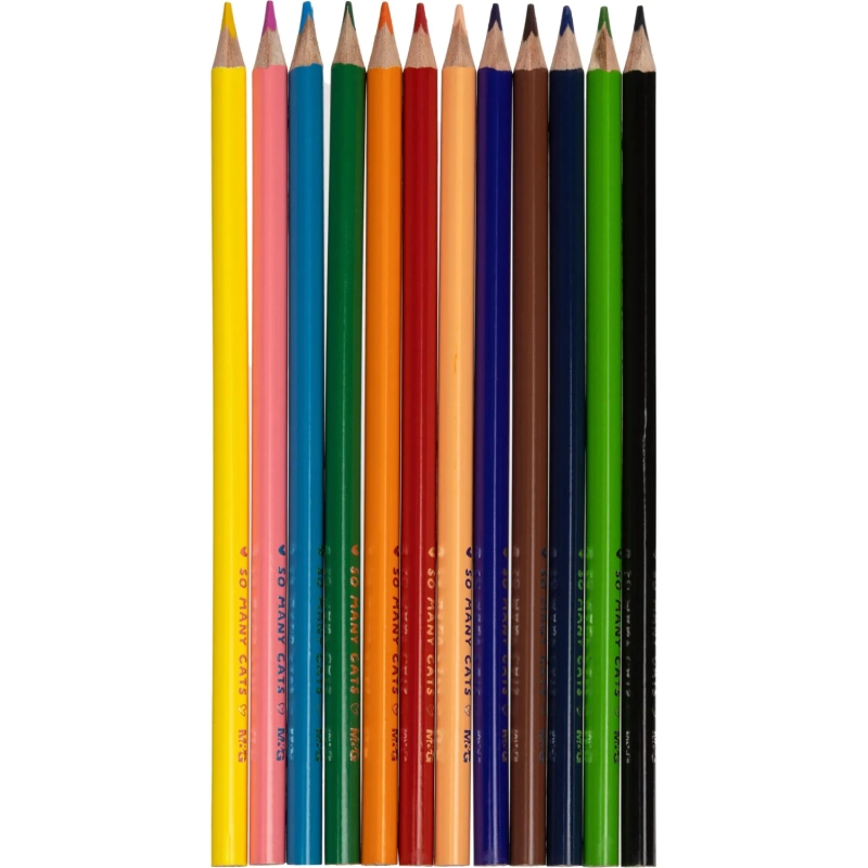 Карандаши цветные So Many Cats деревянные трехгранные, 12 цветов в наборе