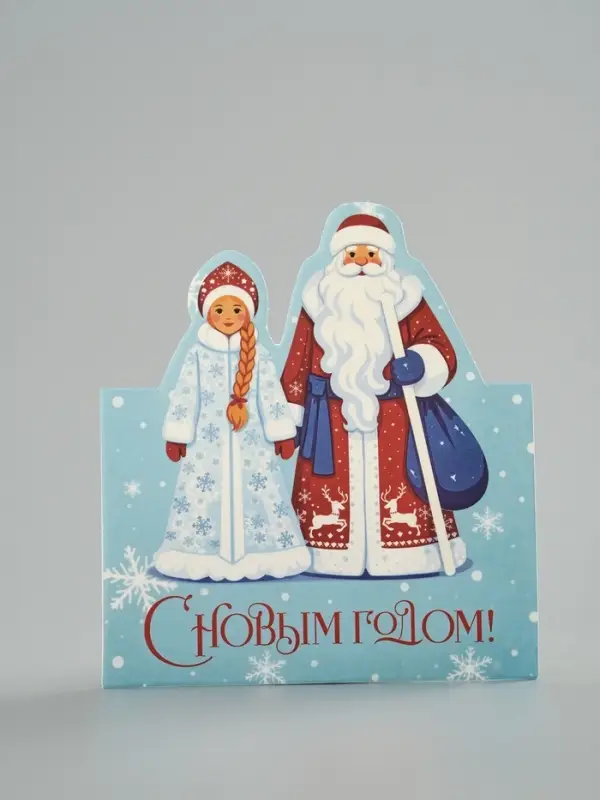 Открытка мини двойная формовая &laquo;С Новым годом!&raquo;, Дед Мороз, 9.5&times;13 см