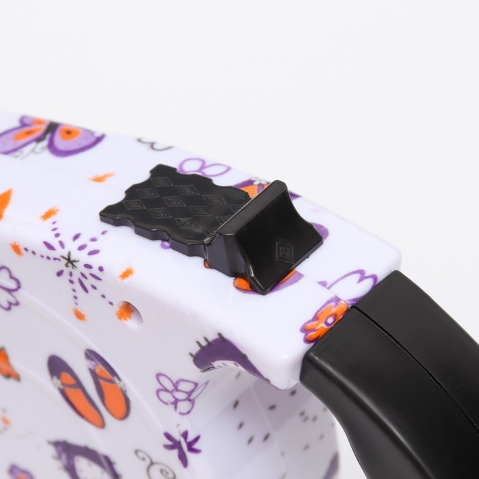 Рулетка с поводком-лентой, резиновая ручка, 5 м, вес животного до 15 кг, узоры на белом Рулетка с поводком-лентой, резиновая ручка, 5 м, вес животного до 15 кг, узоры на белом