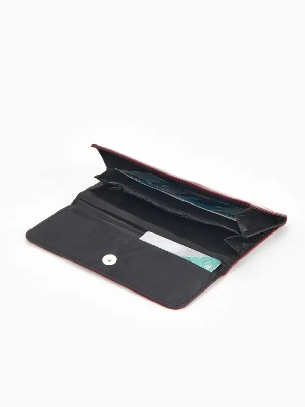 Кошелёк женский на магните, 19.5&times;2.5&times;9 см, лаковый, бордовый