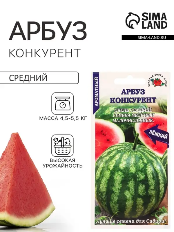 Семена Арбуз &laquo;Конкурент&raquo;, 0.5 г, раннеспелый, &laquo;Золотая Сотка Алтая&raquo;