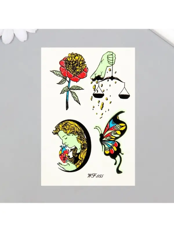 Переводные тату на тело светящиеся цветные «Выбор сердца», 14.3×7.5 см