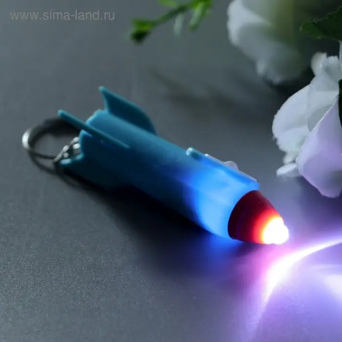 Фонарик свет на кольце "Ракета" мигает МИКС 7х2х2 см