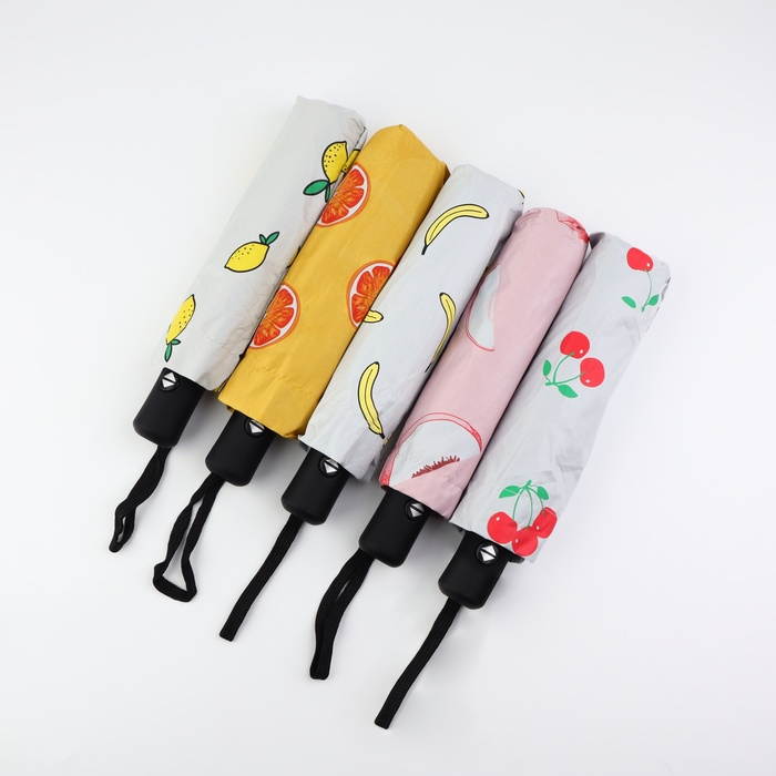 Зонт автоматический «Summer fruit», ветроустойчивый, 3 сложения, 8 спиц, R = 48/55 см, D = 110 см, цвет МИКС Зонт автоматический «Summer fruit», ветроустойчивый, 3 сложения, 8 спиц, R = 48/55 см, D = 110 см, цвет МИКС
