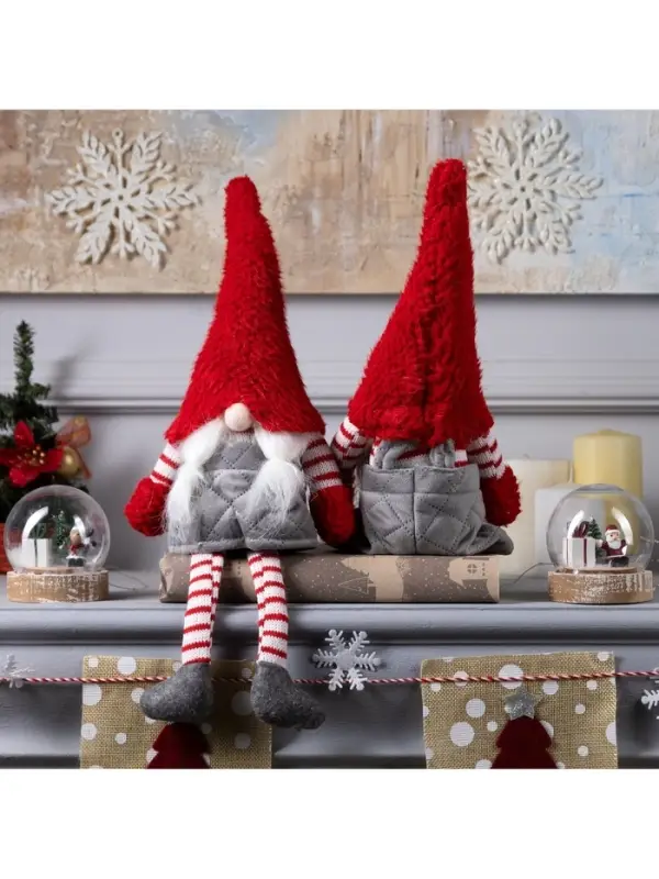 Светодиодная фигура &laquo;Гном с усами&raquo; 14&times;47&times;9 см, текстиль, от батареек AG10&times;3, свечение тёплое белое