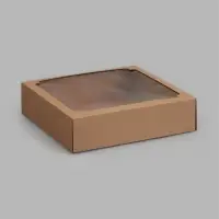 Коробка складная, крышка-дно,с окном, крафт, 30 х 30 х 8 см