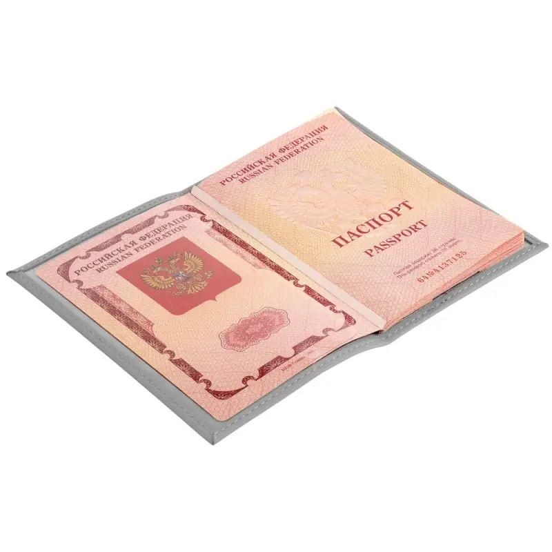 Обложка для паспорта Shall, серая Обложка для паспорта Shall, серая