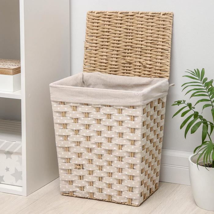 Корзина для белья Доляна «Уют», плетёная, ручная работа, 34×25×41 см Корзина для белья Доляна «Уют», плетёная, ручная работа, 34×25×41 см