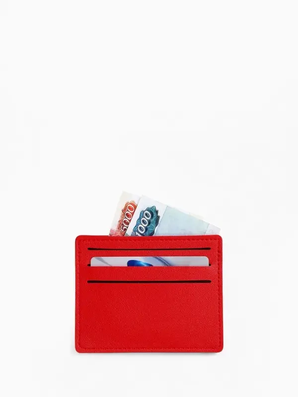 Картхолдер, на 6 карт, отделение для купюр, красный
