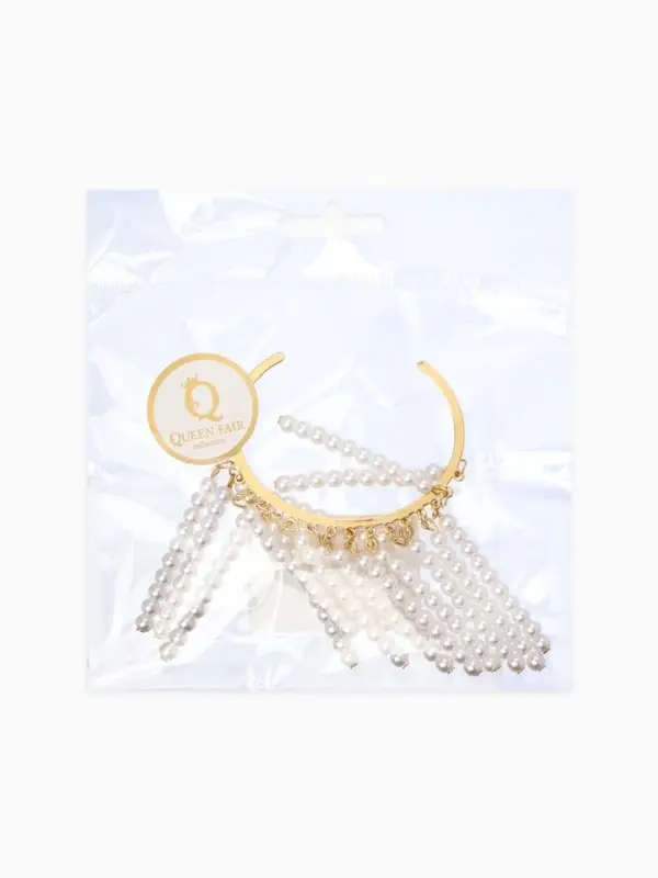 Браслет обод с подвесками &laquo;Жемчуг. Кольцо&raquo;, d=6.5 см, белый в золоте