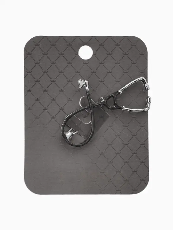 Брошь &laquo;Стетоскоп&raquo;, чёрная в серебре