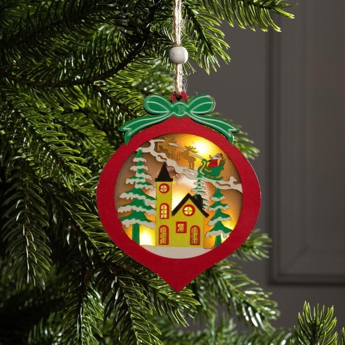 Ёлочная игрушка «Новогодний шар», от батареек, свечение тёплое белое Ёлочная игрушка «Новогодний шар», от батареек, свечение тёплое белое