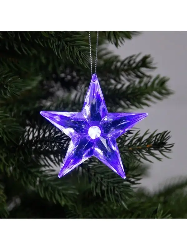 Ёлочная игрушка &laquo;Звезда&raquo;, 8.5&times;8.5&times;2.8 см, 1 LED, от батареек, свечение мульти (RGB)