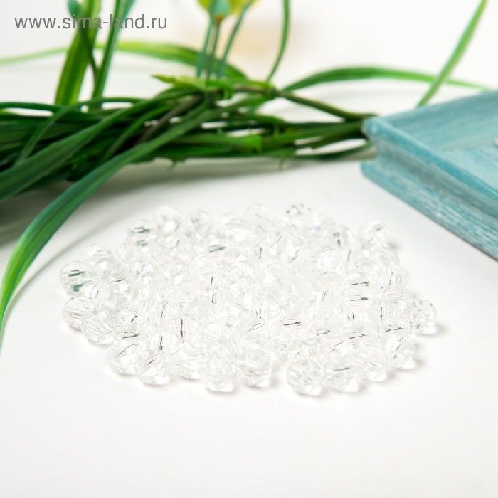 Бусины акрил  Бусины акрил "Круглые" 8 мм, 25 гр. прозрачный