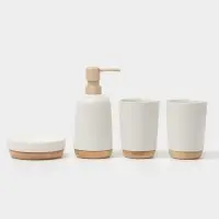 Аксессуары для ванной &laquo;Эко&raquo;, 4 предмета, мыльница, дозатор для мыла, 2 стакана, белые