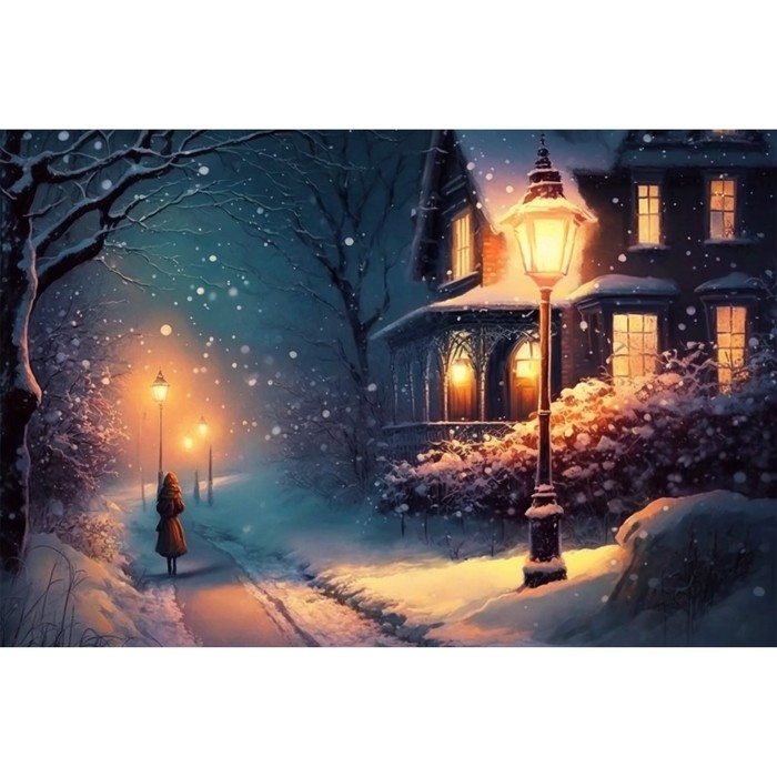 Новогодняя алмазная мозаика с гирляндой на подрамнике с частичным заполнением «Новый год. Фонари», 20 х 30 см Новогодняя алмазная мозаика с гирляндой на подрамнике с частичным заполнением «Новый год. Фонари», 20 х 30 см