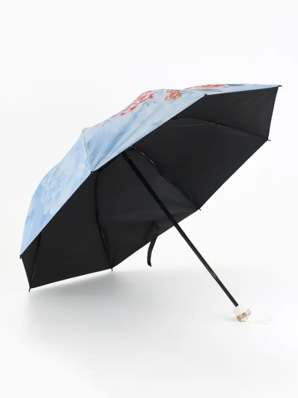 Зонт механический &laquo;Пионы&raquo;, эпонж, 4 сложения, 8 спиц, R=48/55 см, d=96 см, МИКС