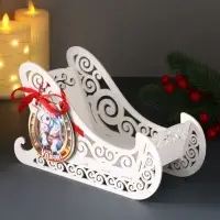 Шкатулка "Сани" с магнитом, 23х10х14 см, белый