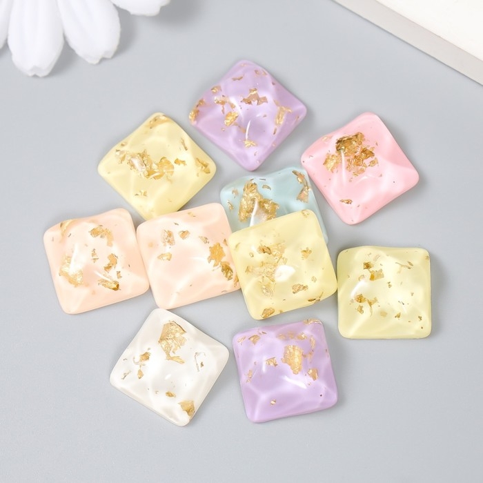 Декор для творчества пластик Декор для творчества пластик "Квадратики" фольга набор 10 шт 1,6х1,6х0,7 см