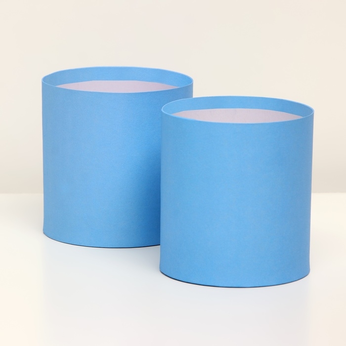 Набор круглых коробок 2в1 , Набор круглых коробок 2в1 ,"Голубой", без крышки, 10 х 10 х10,5 см