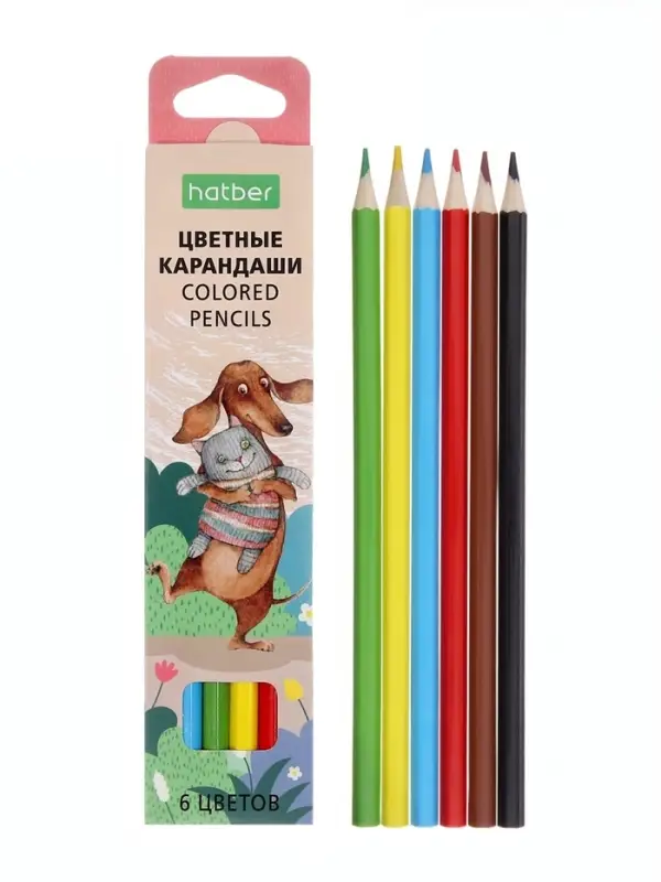 Карандаши 6цв, "ЭКО", Пэтс стори,Hatber, заточ, коробка, европодвес 66252