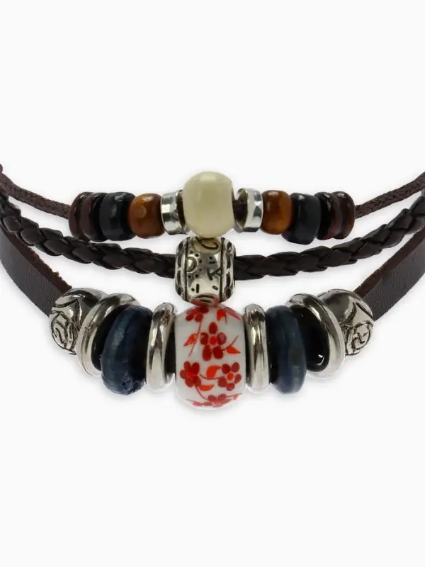 Браслет кожаный &laquo;Хиппи. Бусина&raquo;, d=6 см, коричневый