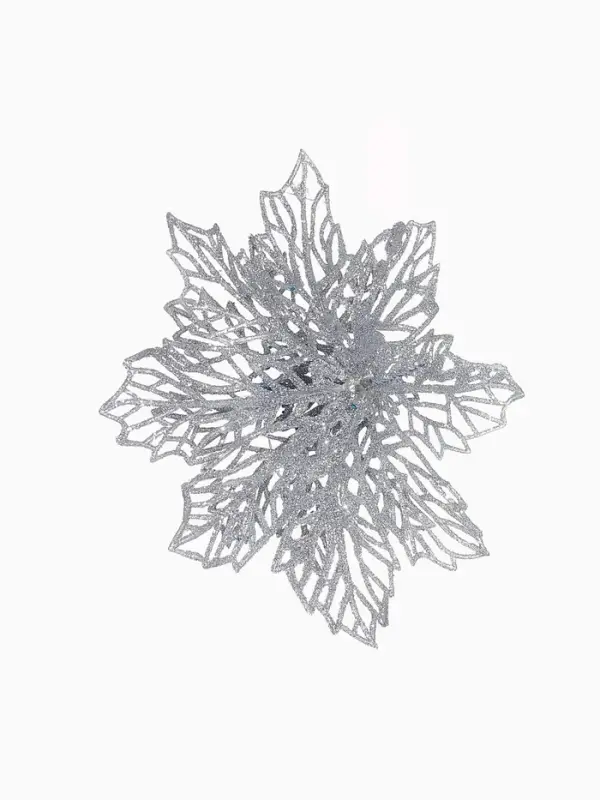 Ёлочные игрушки 2 шт. &laquo;Зимнее волшебство. Ажурный цветок&raquo; пластик, 14 см, серебро