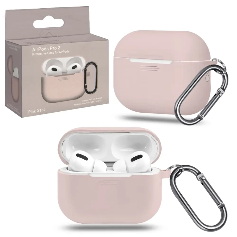 Чехол APods Pro 2 с карабином №2 pink sand