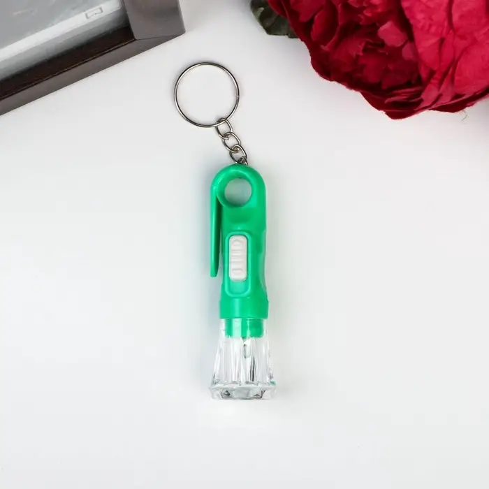 Фонарик брелок для ключей на кольце «Вспышка», с колечком и держателем, 6.8×2.3×2.3 см, МИКС