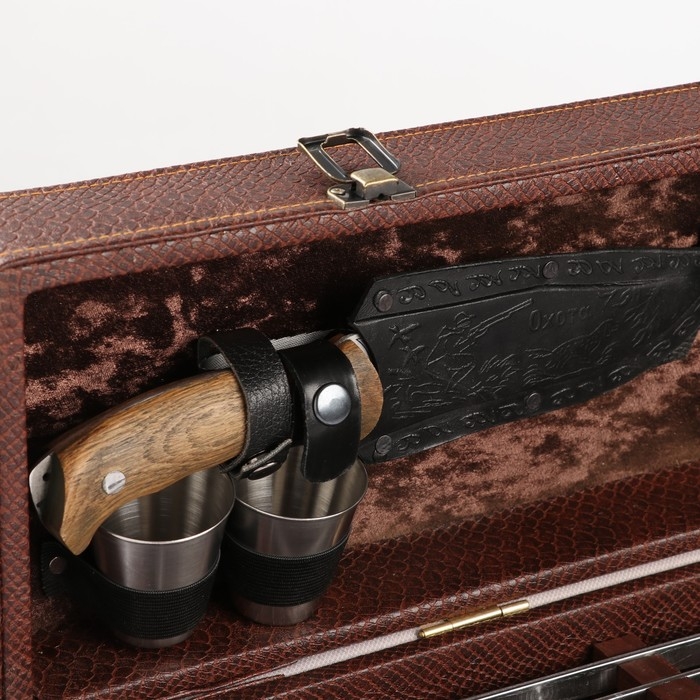 Набор с шампурами подарочный  Набор с шампурами подарочный "Элит-М" в коробке из эко-кожи №11