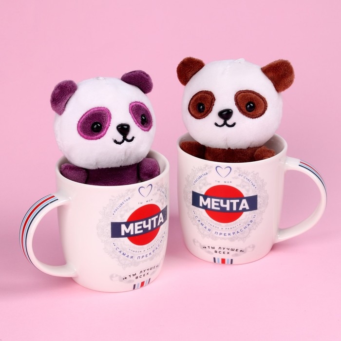 Набор «Мечта», мягкая игрушка в кружке, панда, цвета МИКС Набор «Мечта», мягкая игрушка в кружке, панда, цвета МИКС