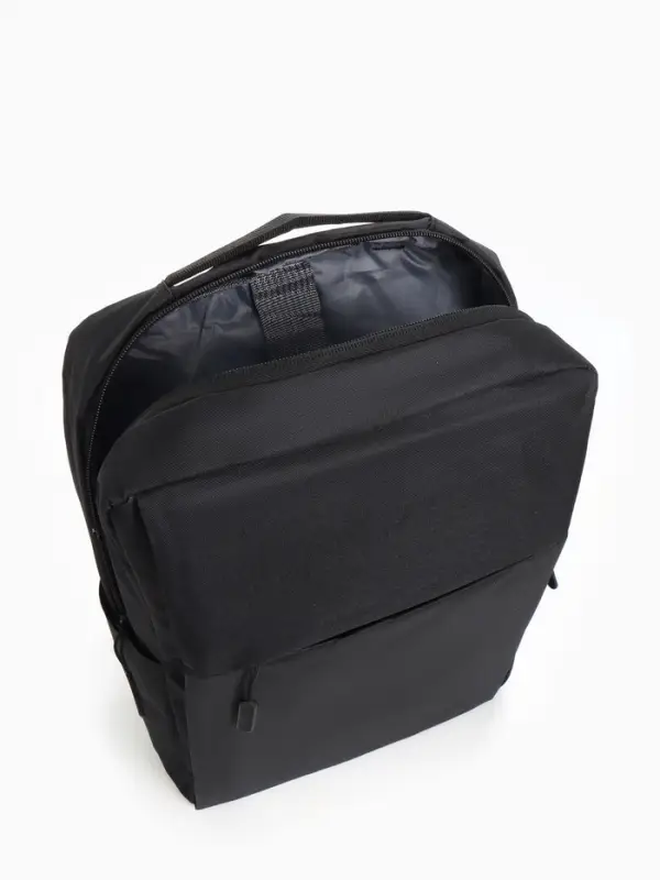 Рюкзак мужской на молнии, 2 наружных кармана, с USB, чёрный